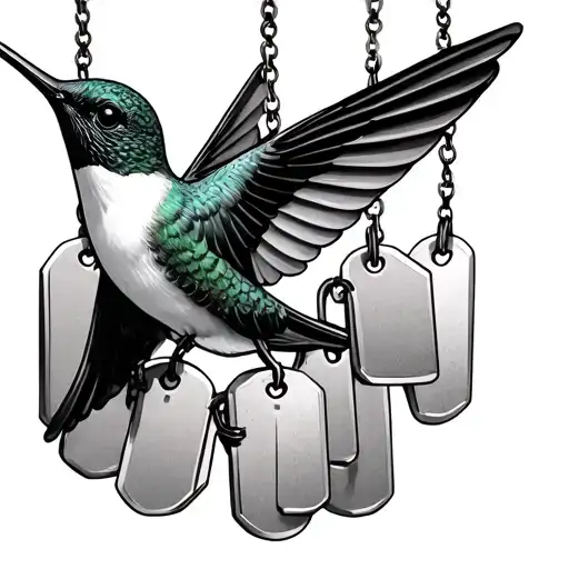 Hummingbird With Dog Tags Hanging