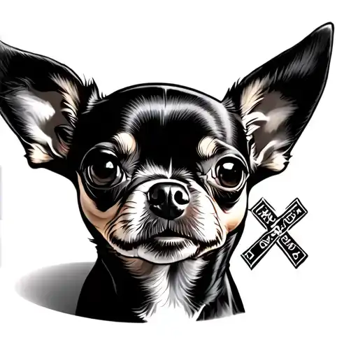 A Tough Chihuahua Boy Memorial Tattoo With Cross For My Leg
