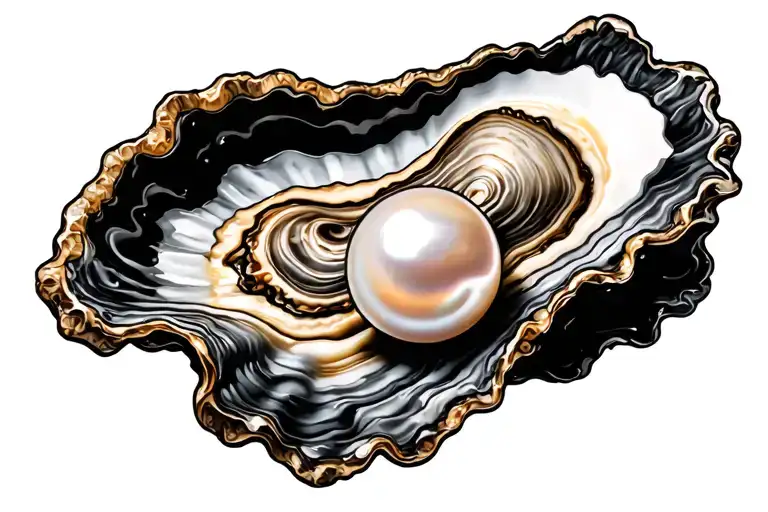 Oyster With Pearl Lying In Sea