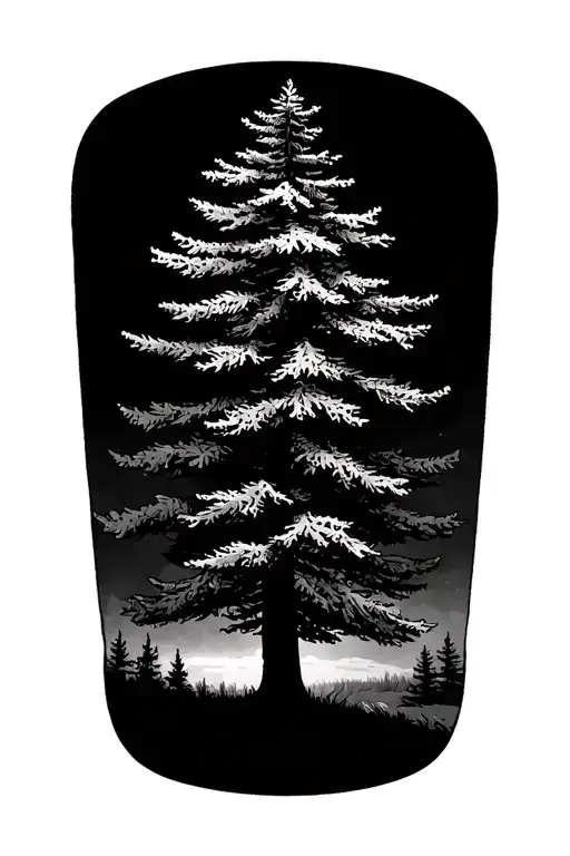 Pine Tree Silhouette W Semi Colon