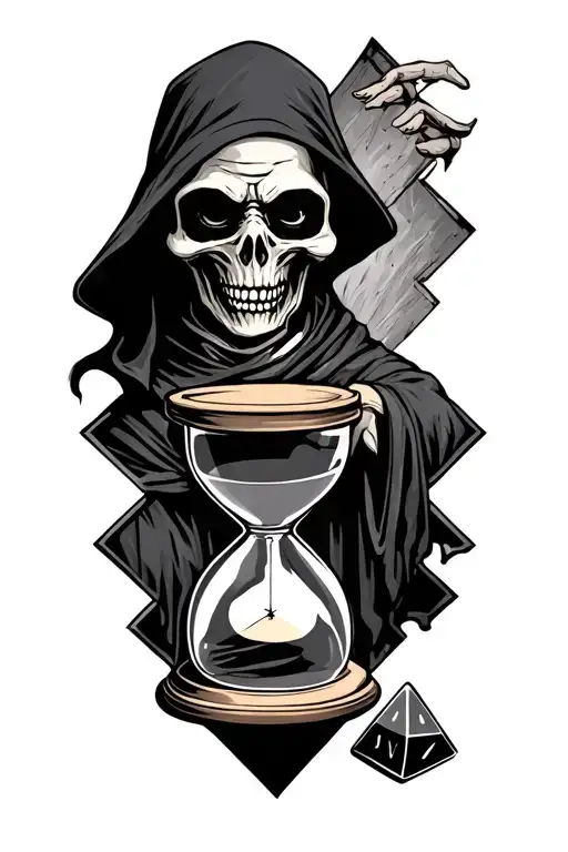 Grim Reaper With Hour Glass And Dicey