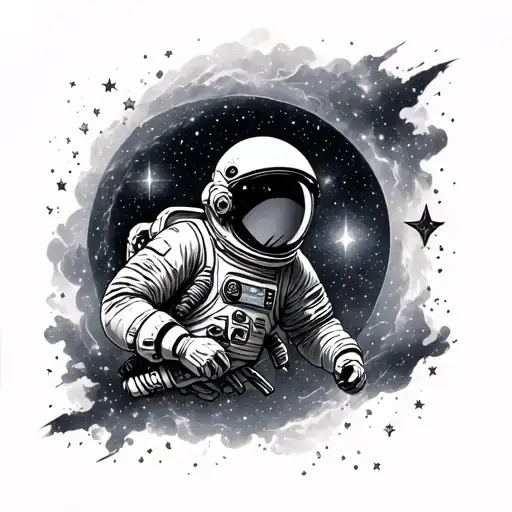 Astronaut And Galaxy Filled With Stars