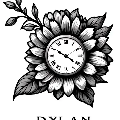 Clock With The Name Dylan With Marigold Flower