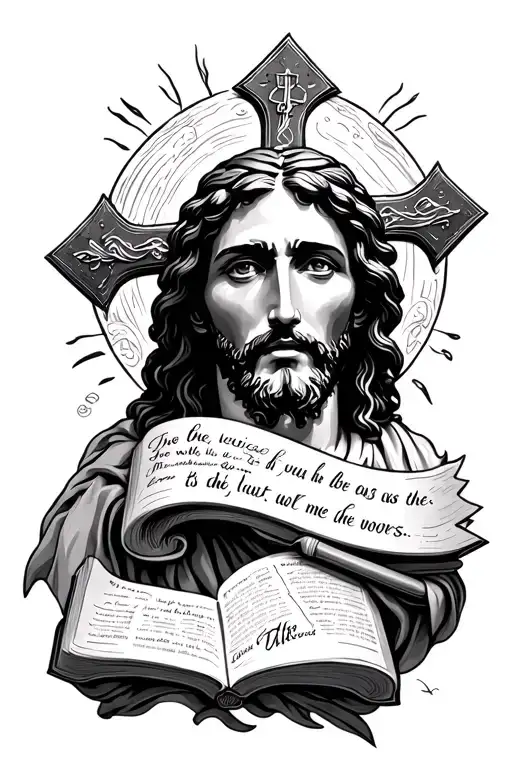 Jesus Face And Cross And Bible Verse