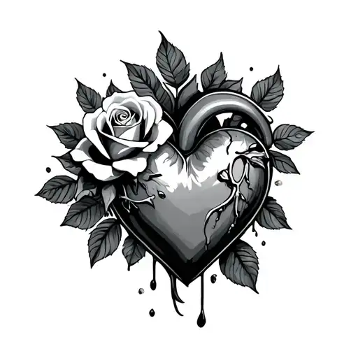 Heart With Rose Stuck In It