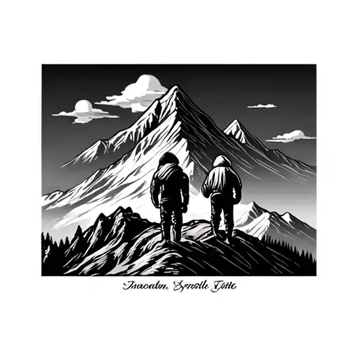 Mountian Scene With Two Mountians Representing 2 Kids