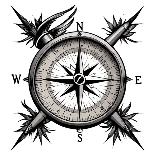 Compass With Coordinates And 4 Dates