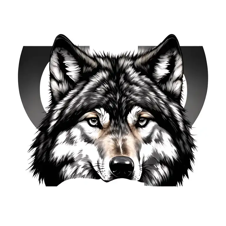 Wolf Face In A First Back Ground