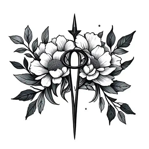 Virgo Zodiac Sign Symbol Intertwined With Flowers And Leaves