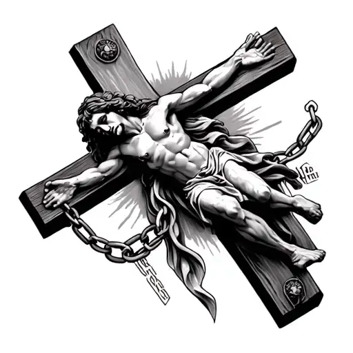 Jesus On Cross Breaking Free From Chains