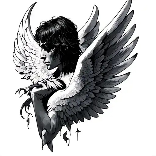 Rip Markus Tattoo With Angle Wings