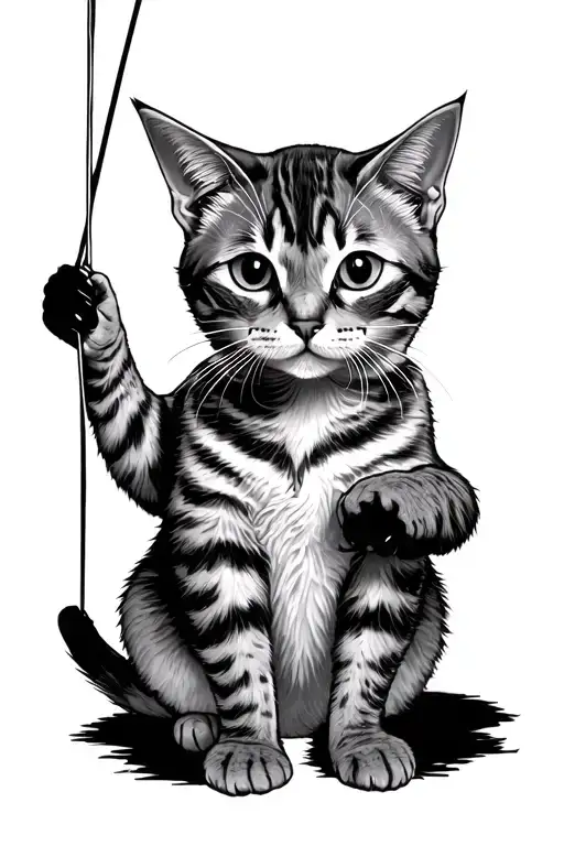 A Cat That Plays With A String And The Shape Of The String Makes The Letter V