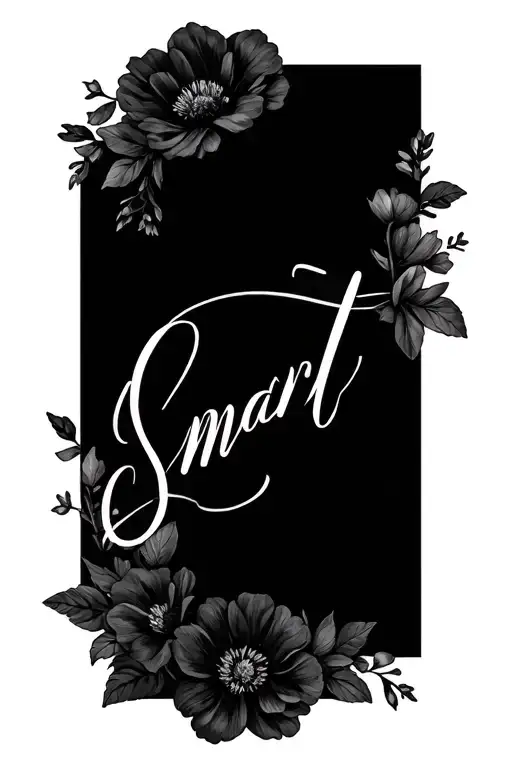 Black Beautiful And Smart With Flowers Around It Written In Cursive Letters