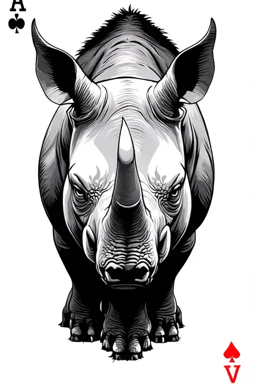 Rhino And Playing Cards