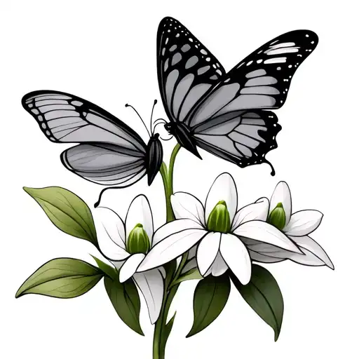 Snsnowdrop With Two Butterfly