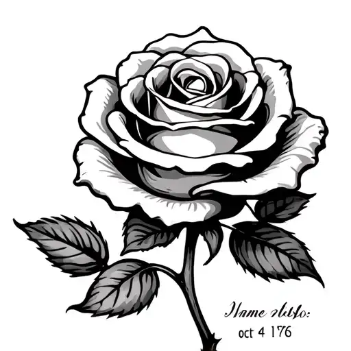 Rose With The Stem Going Down With A Name Written With The Date Oct 4 1976