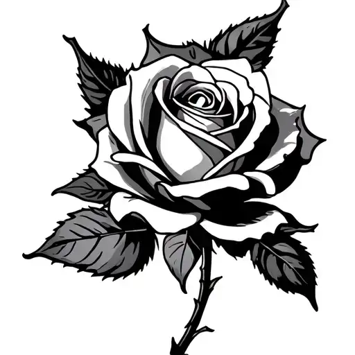 Rose With The Stem Going Down With A Name Written Along