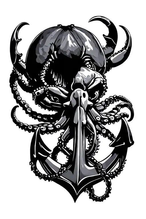 Anchor Octopus Crab Tearing