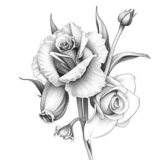 Daffodil Carnation And Rose Boquet