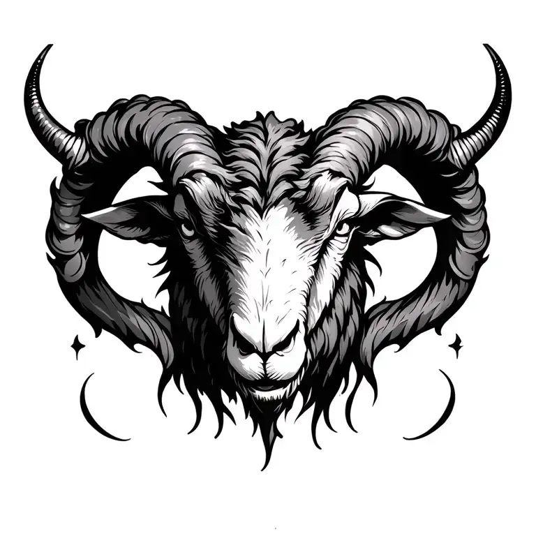 Black Sheep Demon Face Line Art