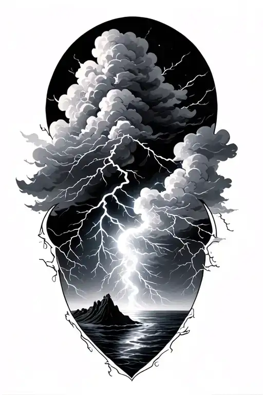 Electrical And Thunder Cloud And Sea