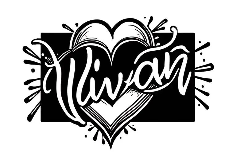 Simple Cursive Vivian Name Tatoo With Heart