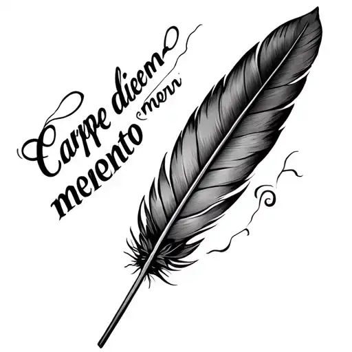 Arrow And Feather With Carpe Diem Memento Mori