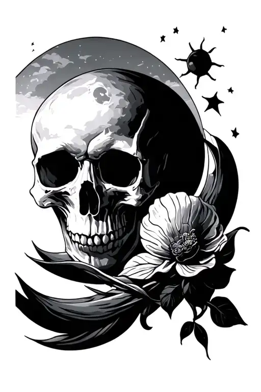 Skull Days Moon Sun Setting