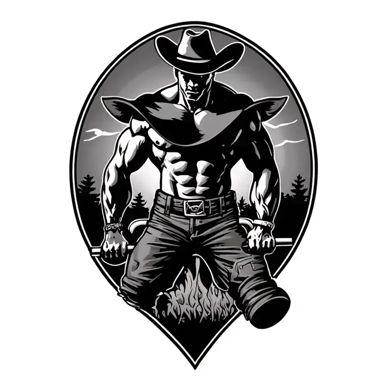 Memorial Tattoo Powerlifting Cowboy