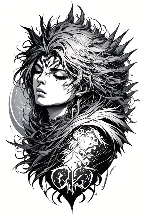 Create Me A Tattoo Design That Combines Sleep Token And Berserk