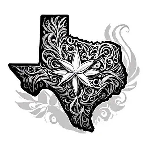 Texas With Filigree Lines