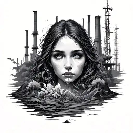 Mother Nature Being Eroded By The Industrial World