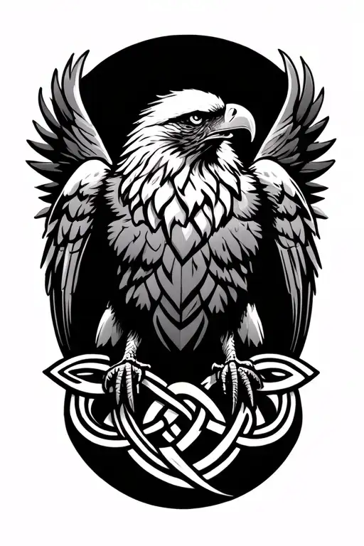 Celtic Knot Eagle Perched