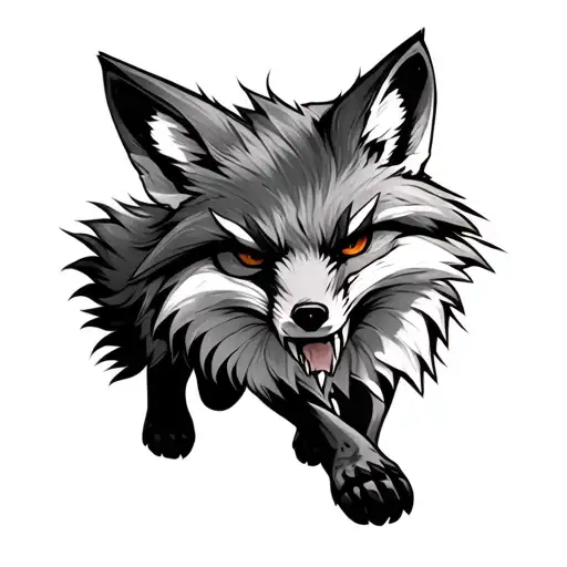 Walking Angry Fox All Body