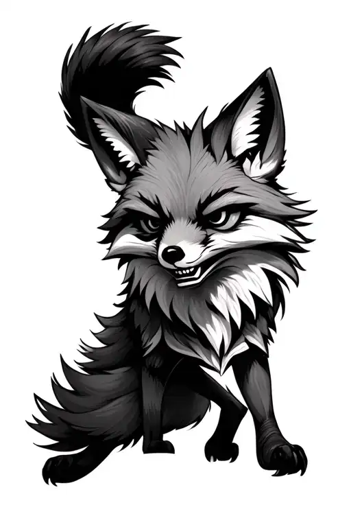Walking Angry Fox All Body