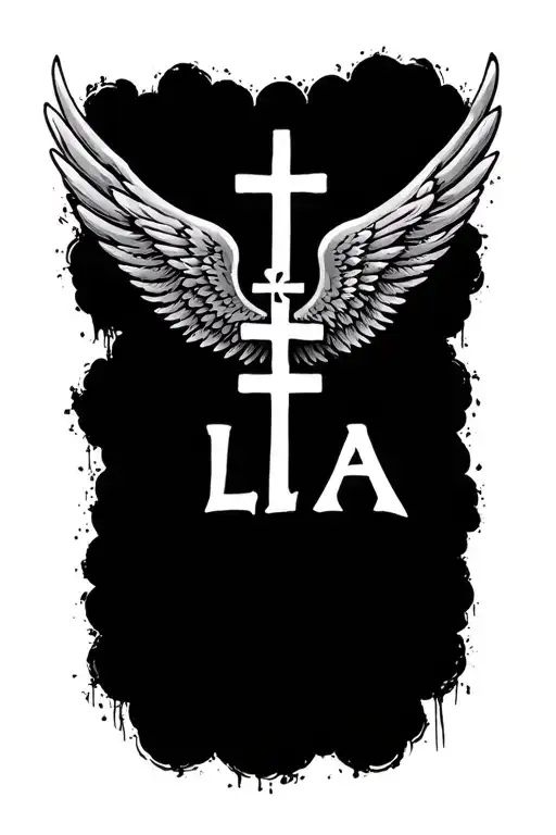 Clouds And 3 Crosses Angle Wings That Say Lla
