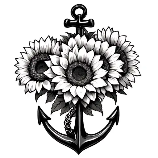 Sunflowers With Ribbon And Anchor On The End