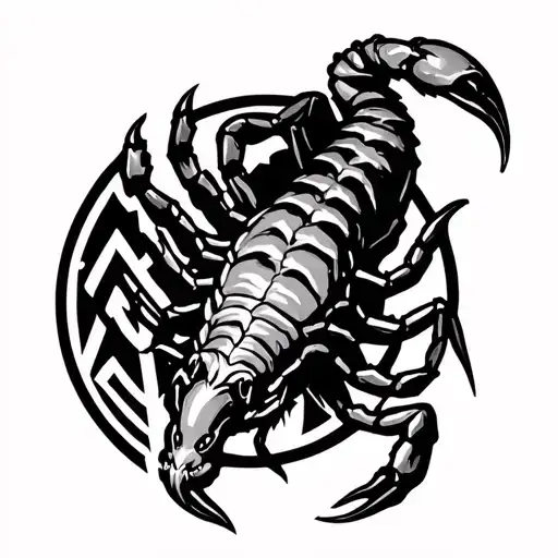 Scorpion Tattoo On Forearm With Aries Logo Underneath