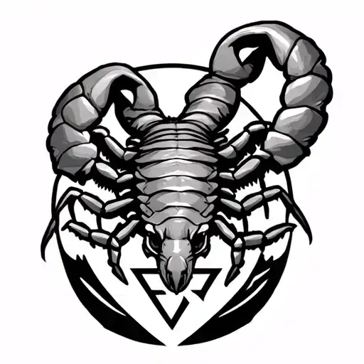 Scorpion Tattoo On Forearm With Aries Logo Underneath
