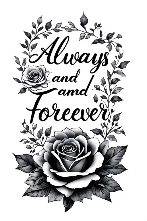 Always And Forever Written In Script Upper Thigh To Ankle
