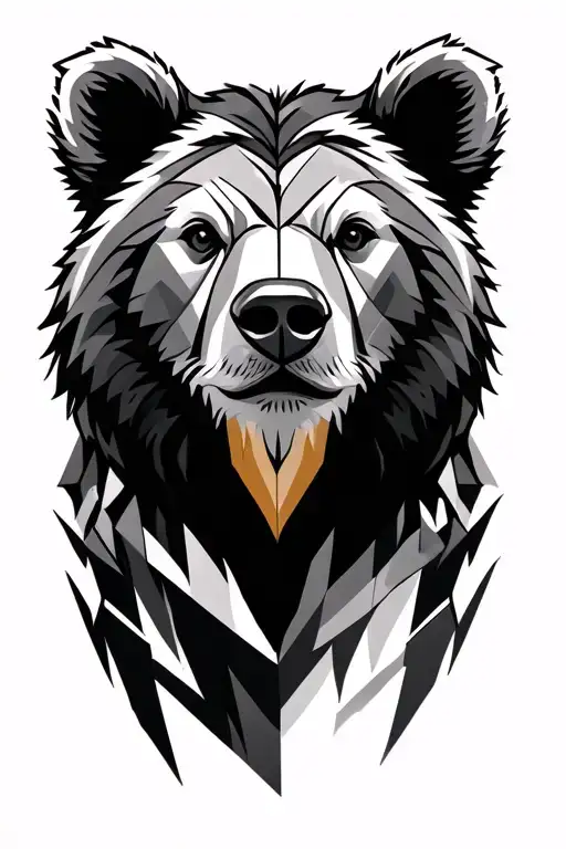 Geometric Outline Bear Head