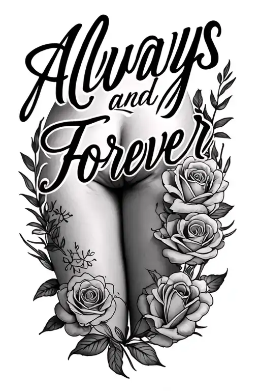 Always And Forever Written In Script Upper Thigh To Ankle