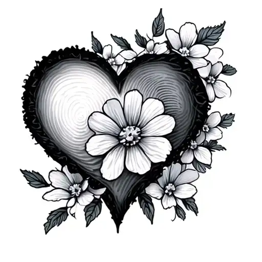 Forget Me Not With Fingerprint Heart