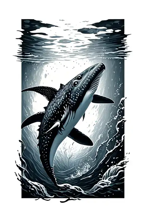 Whale Shark Simple Lines Using Black Ink