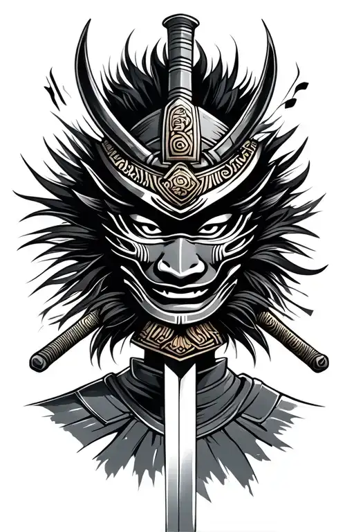Samurai Mask With Sword