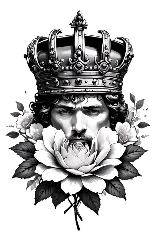 King Crown Surrounded With Flowers