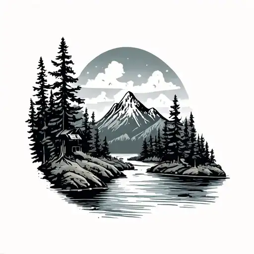 Western Setting River Trees Mountain And River Wristband