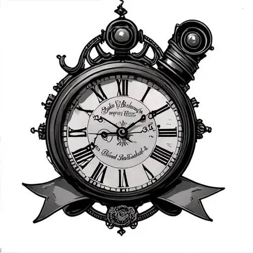 Steam Punk Birthday Clock With Date Of Birth Ribbon Below Clock