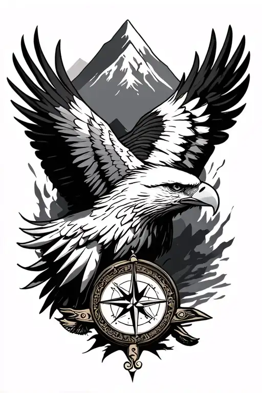 Mountain Eagle And Compass