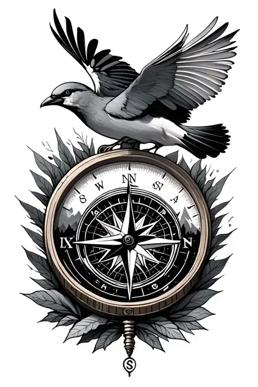 Mountain Compass And Bird